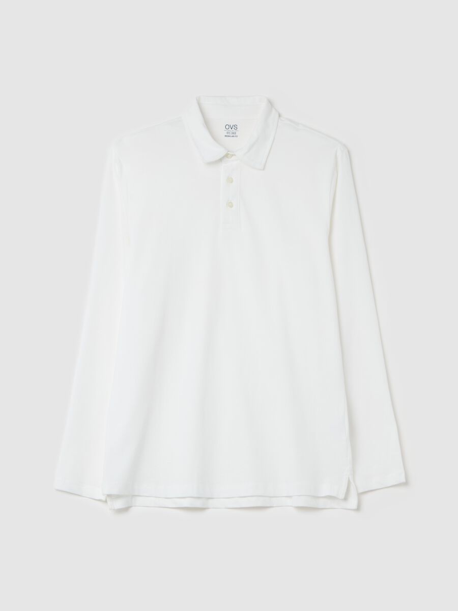 Cotton polo shirt with long sleeves_4
