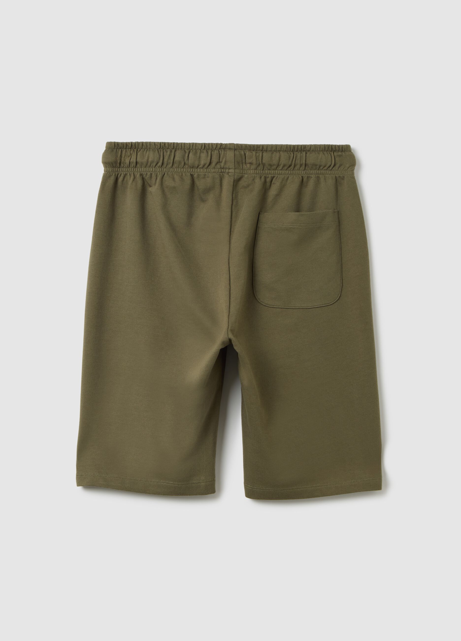 Pantaloni corti da ragazzo in puro cotone verde regular fit