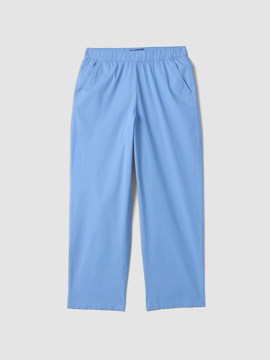 Light blue stretch cotton trousers_0