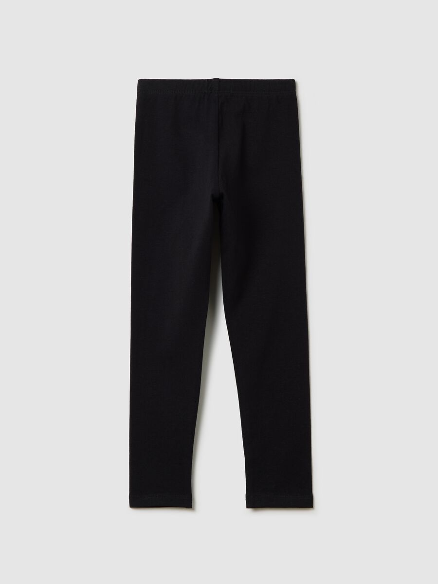 Black leggings in stretch cotton with diamantés_1