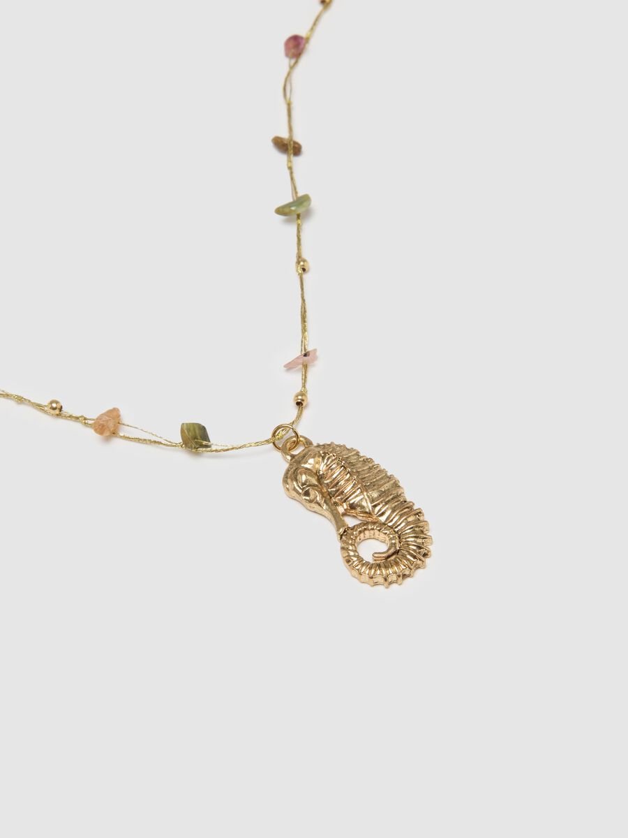 Women's gold zinc necklace with multicolor stones_1