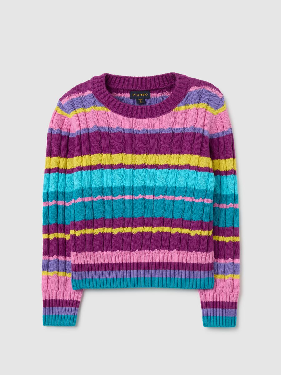 Girls' multicolour regular fit pure cotton sweater_0