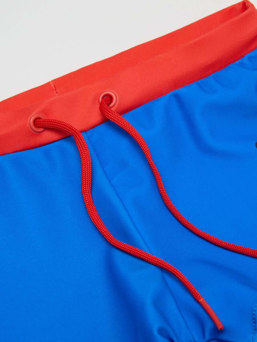 Multicoloured stretch blend children's swimsuit with red accents_3
