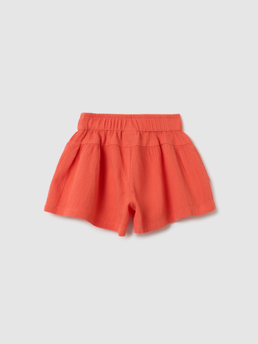 Orange regular fit baby girl shorts in pure cotton_1