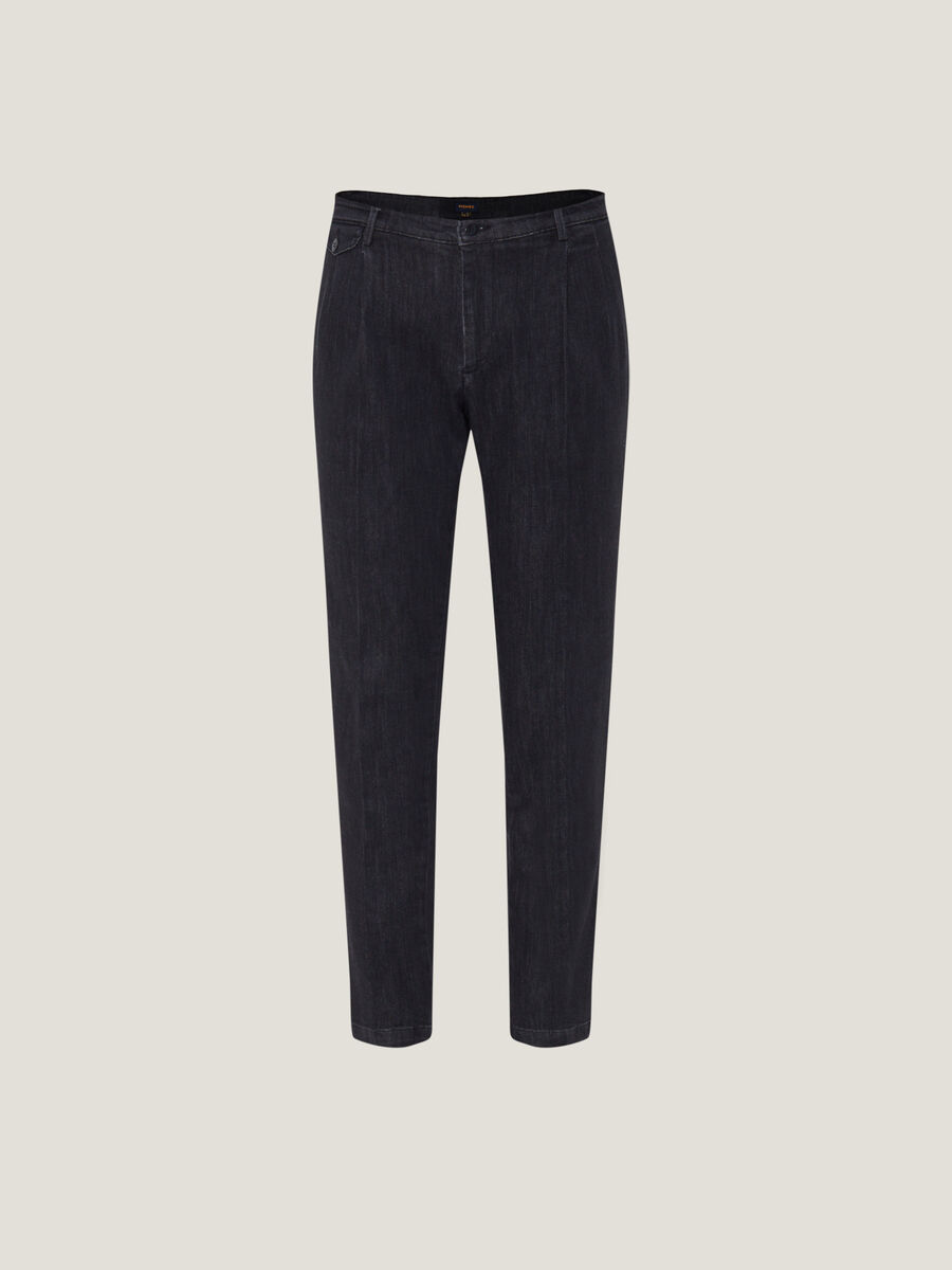 Pantaloni chino in denim con pinces_3