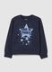 Sweatshirt with round neck and glitter print_0