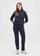 Blue cotton-blend regular fit trousers with elastic waistband_0