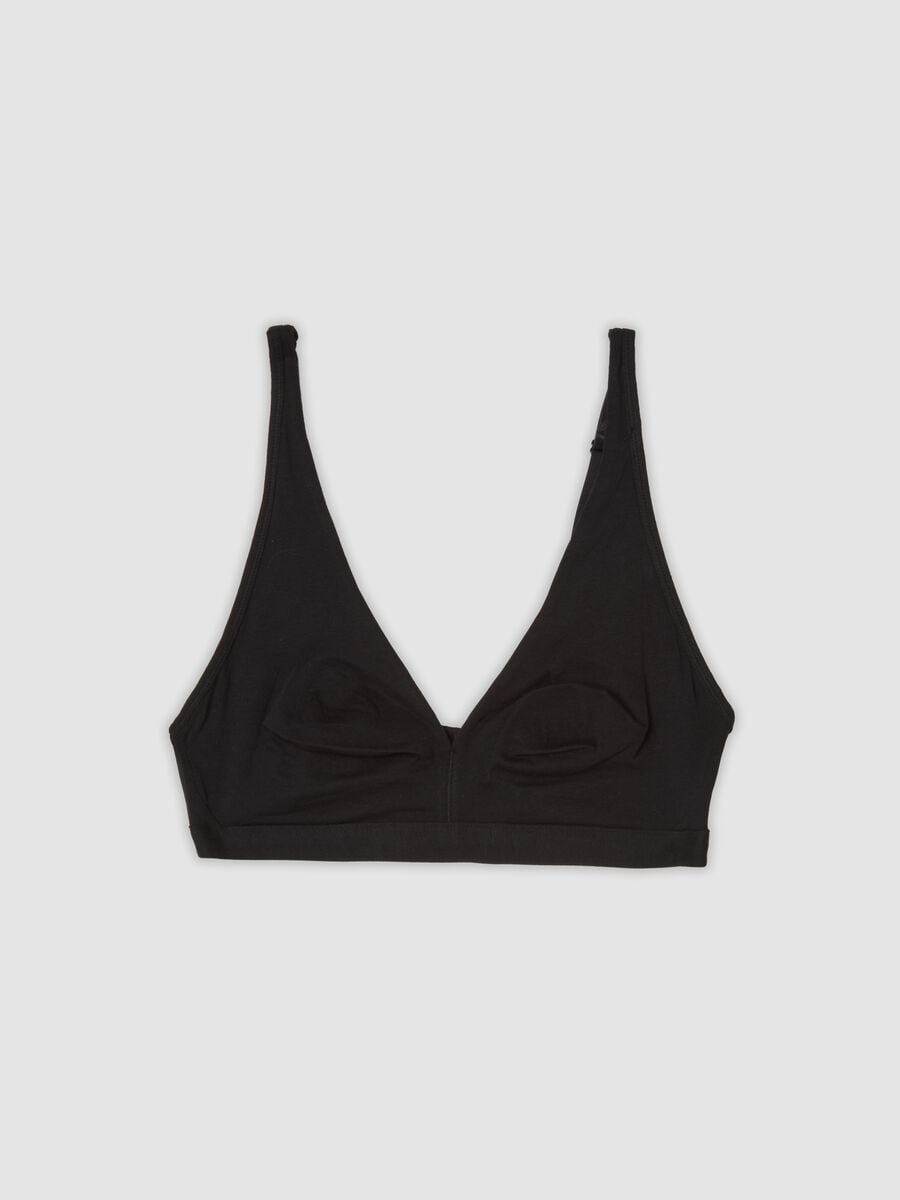 Reggiseno nero in cotone organico elasticizzato a triangolo_0