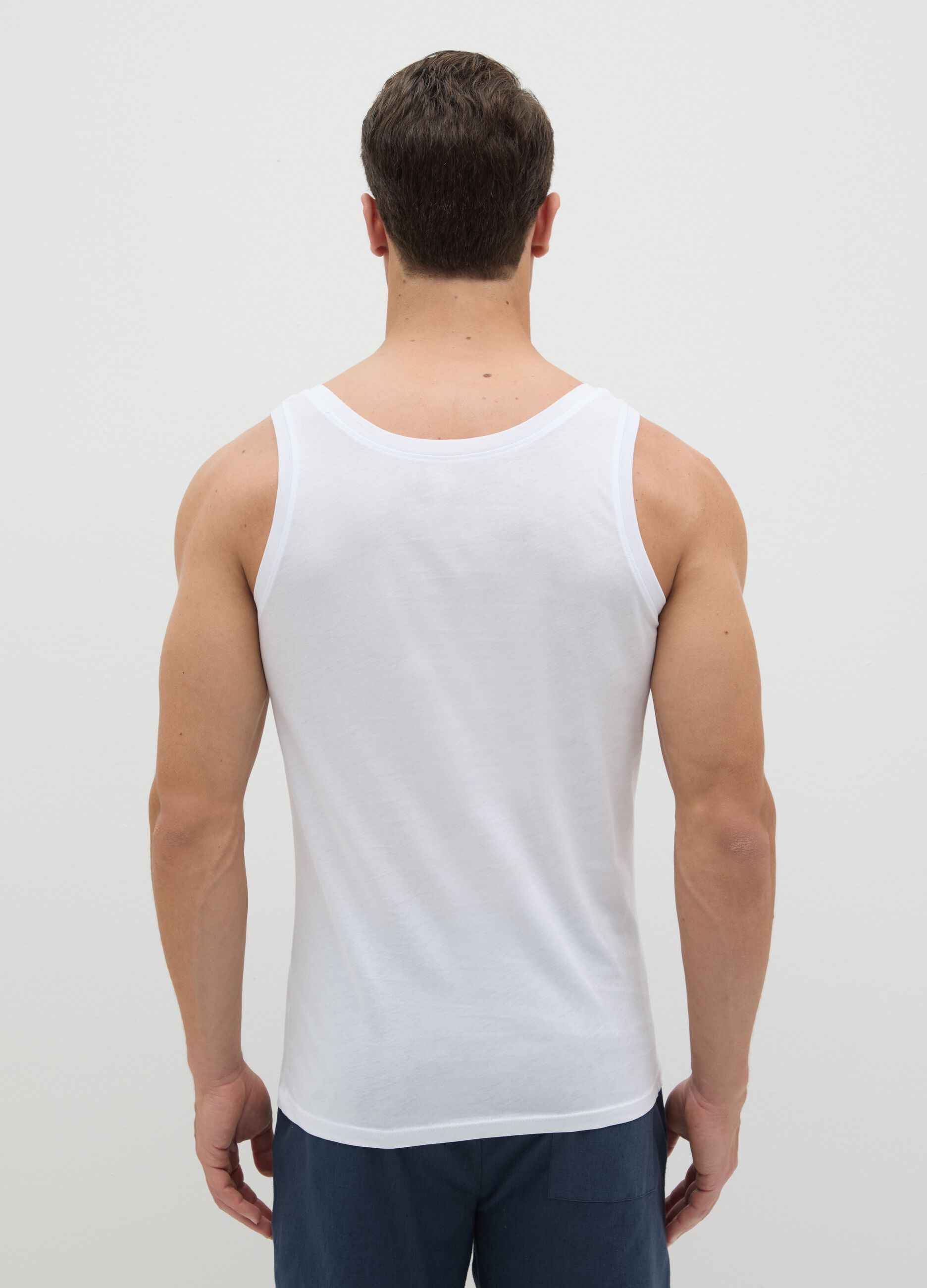 Men's White Regular Fit Pure Cotton Vest