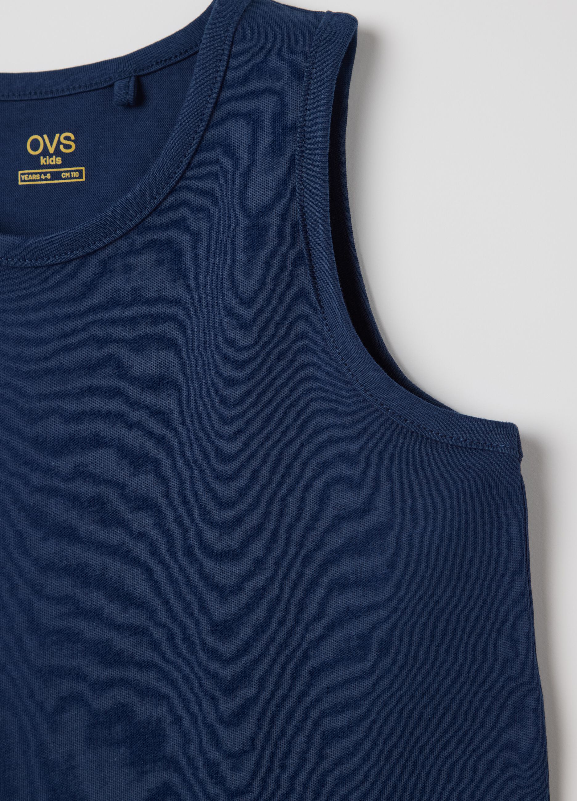 Canottiera da bambino in puro cotone blu regular fit con stampa