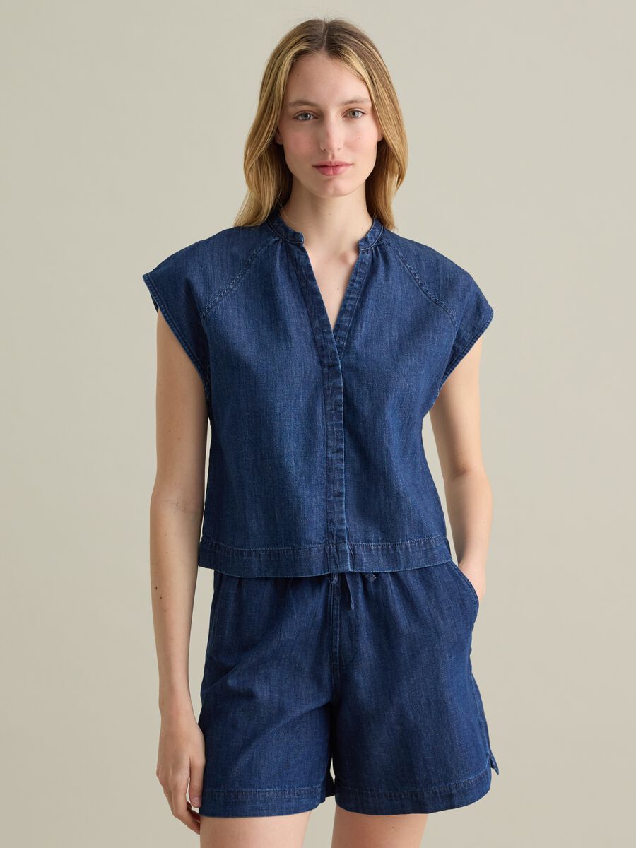 Short Sleeve Denim Shirt in Graphite_0