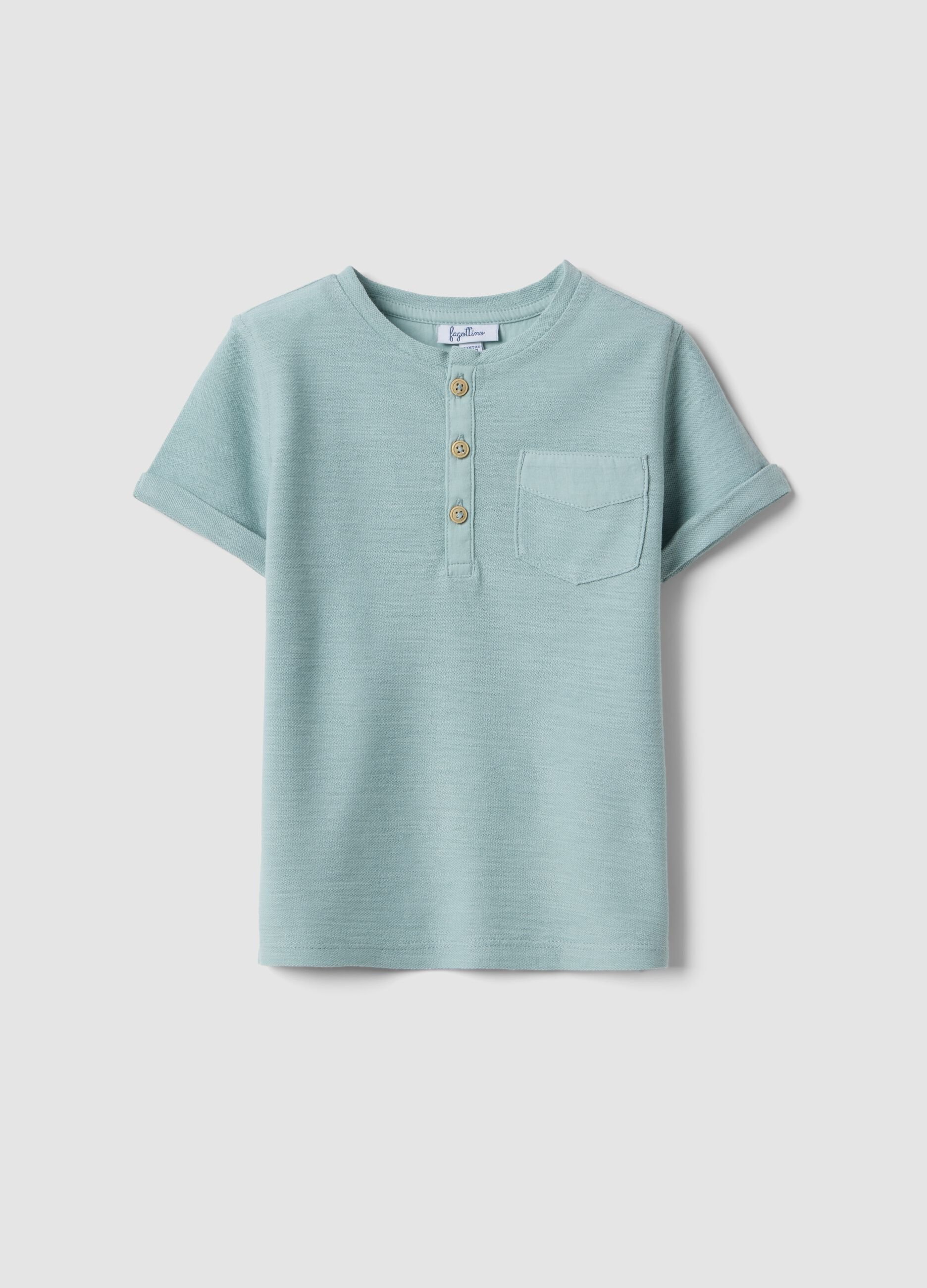 Boy's Regular Fit Light Blue Pure Cotton T-shirt with Pocket