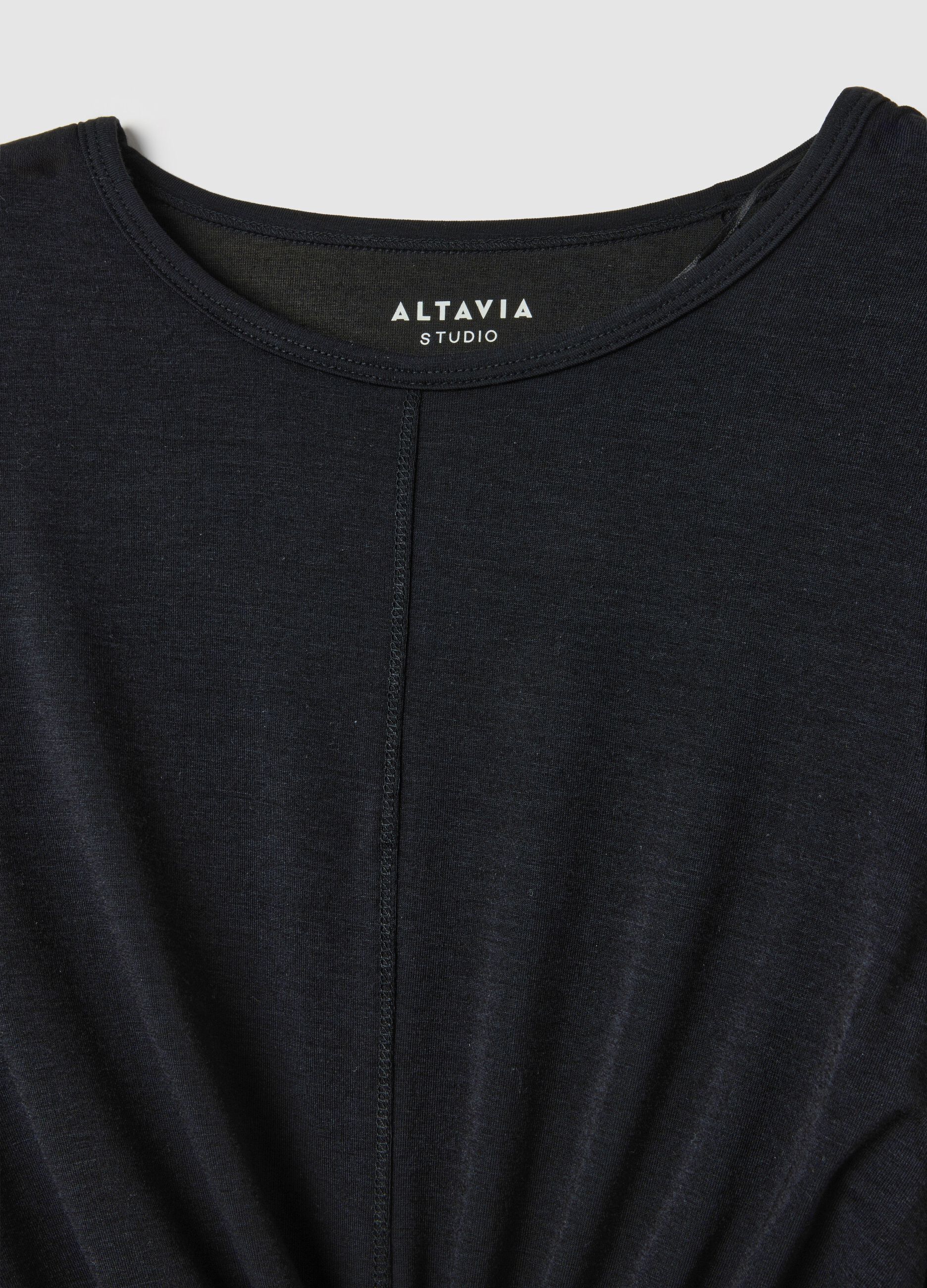 Technical fabric cropped T-shirt with crossover ALTAVIA STUDIO