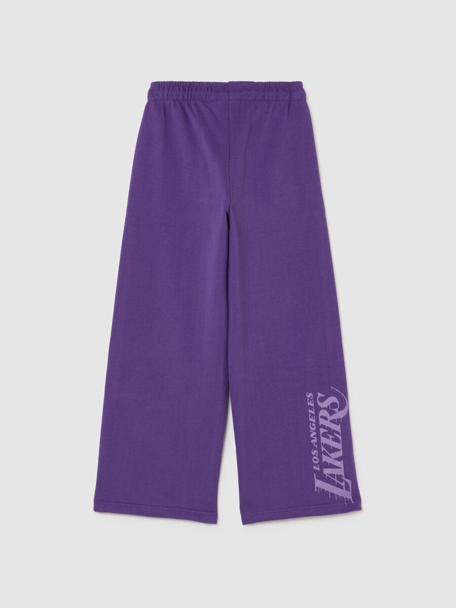 Girls' purple culottes in cotton blend with Lakers print_1