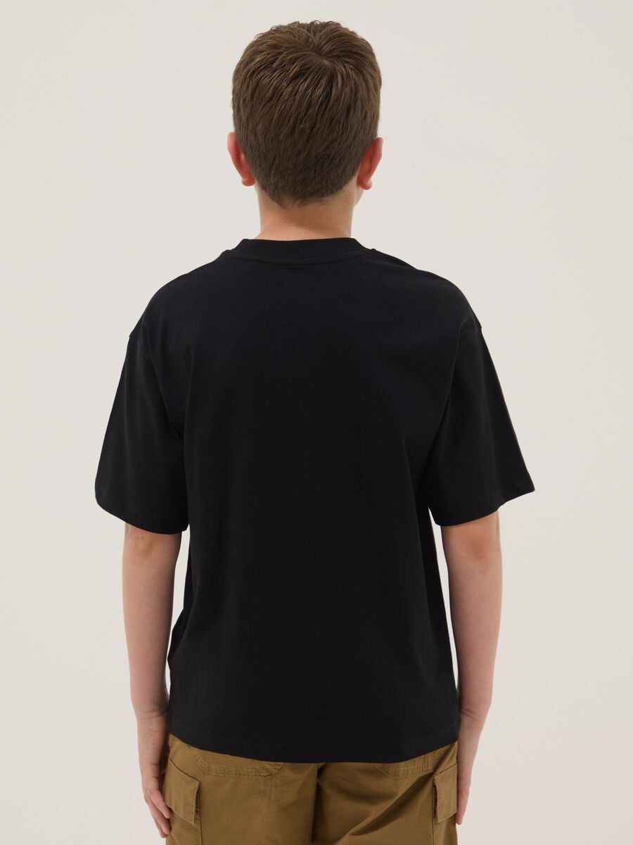 Boys&rsquo; black pure cotton oversized T-shirt with print_1