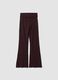 Leggings marroni flare fit in puro cotone a costine_2