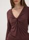 T-shirt marrone in viscosa elasticizzata con arricciatura frontale slim fit_2