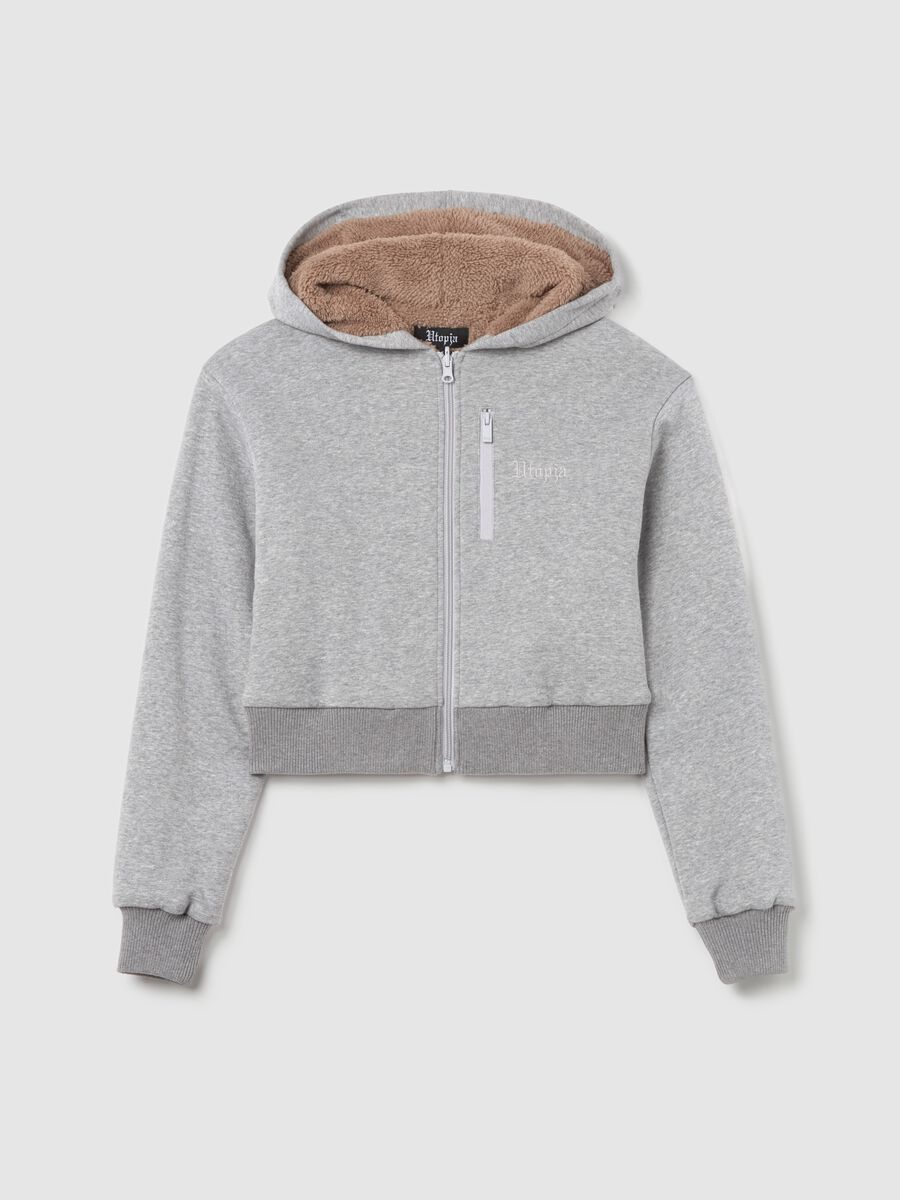 Teddy Zip Hoodie Grey Mélange_5