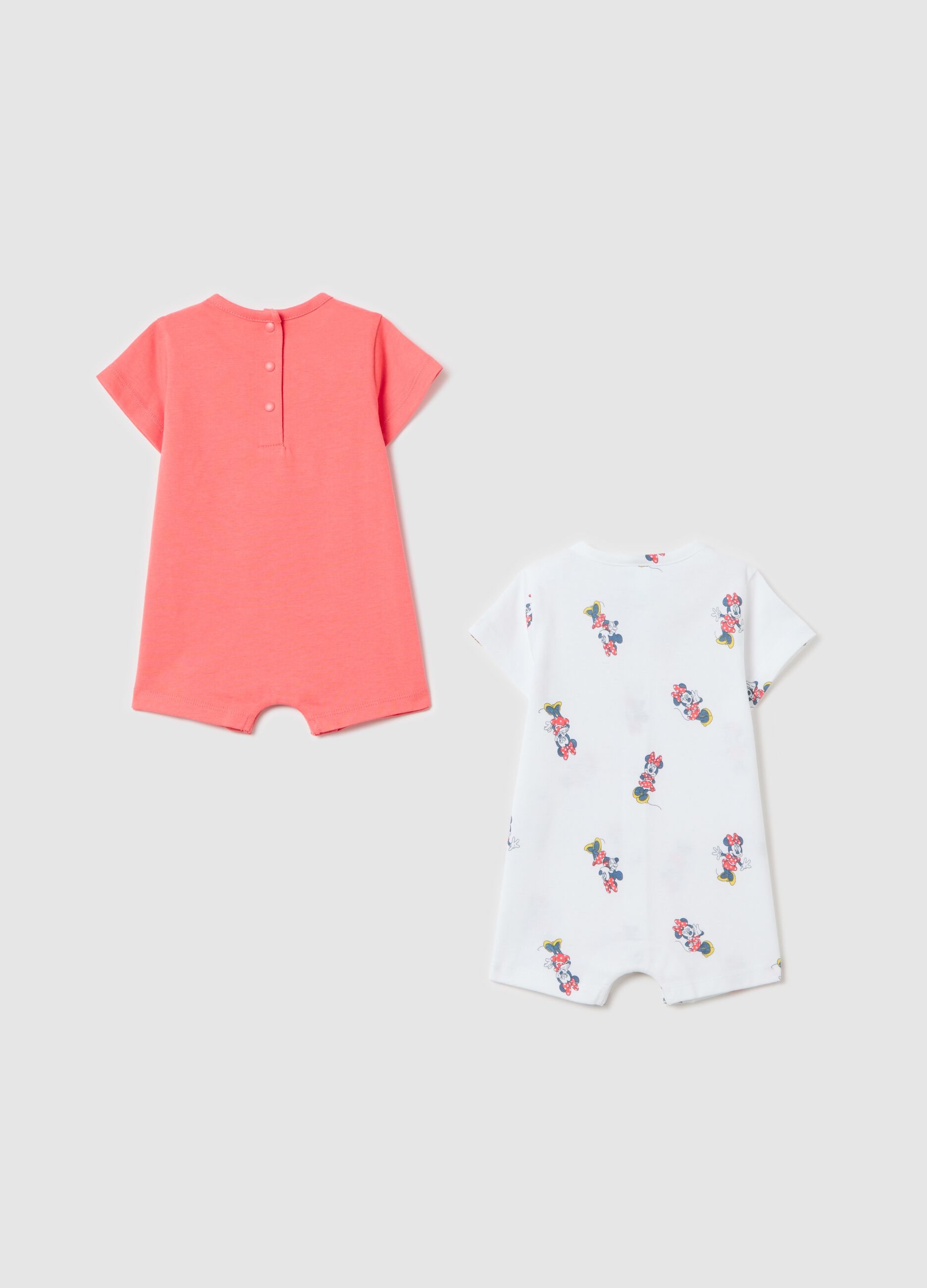 Two-pack short onesies with Minnie Mouse print