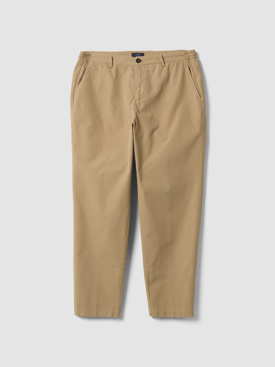 Pantaloni chino beige in puro cotone carrot fit_4