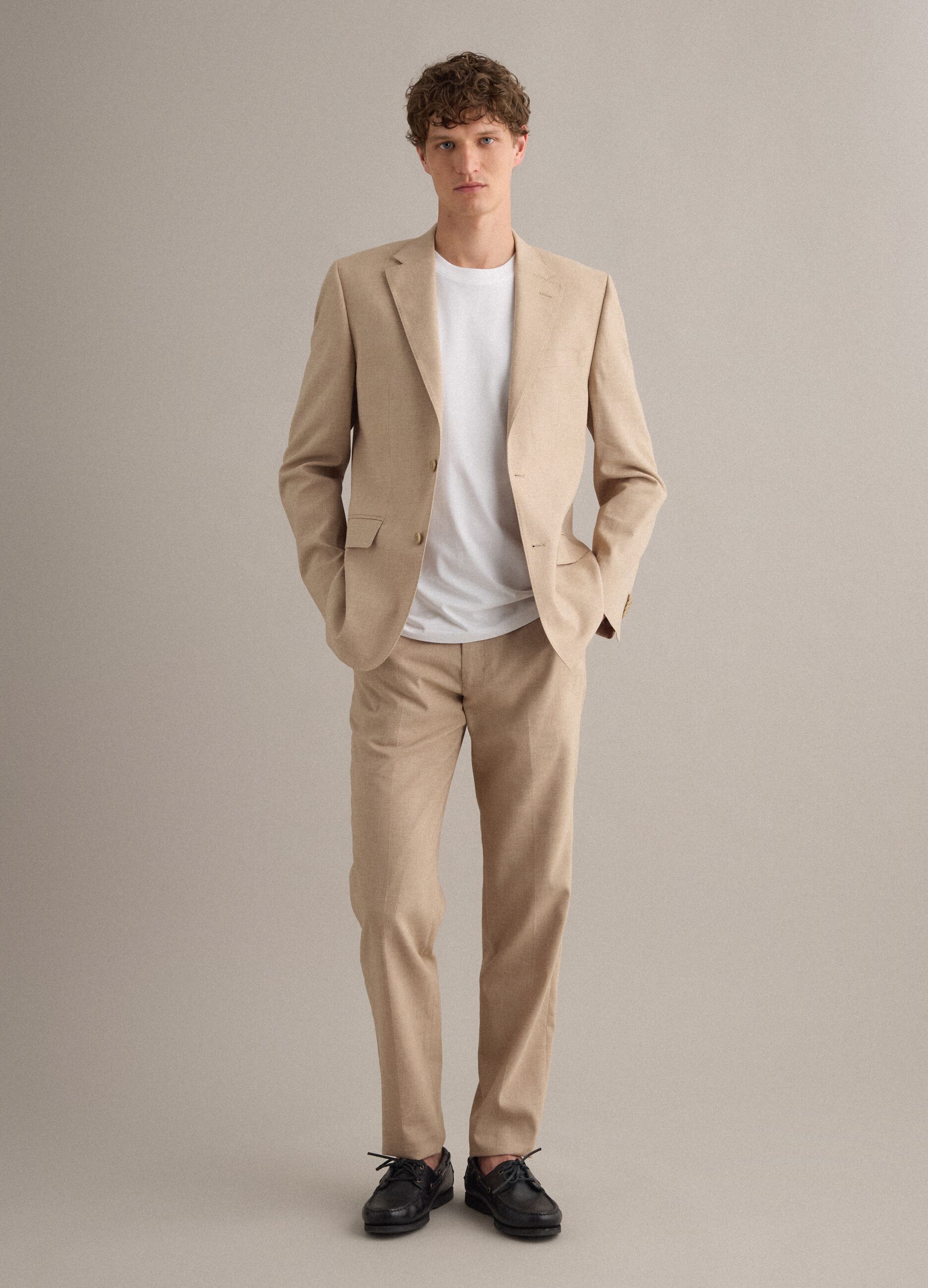 Slim Fit Beige Blazer