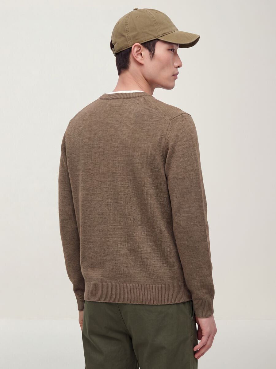 Maglia marrone girocollo in jersey knit regular fit_3