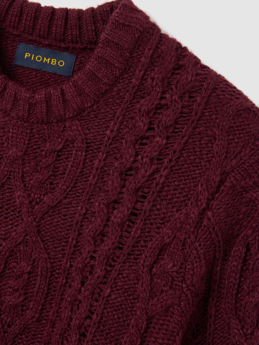 Maglione girocollo bordeaux in misto lana_5