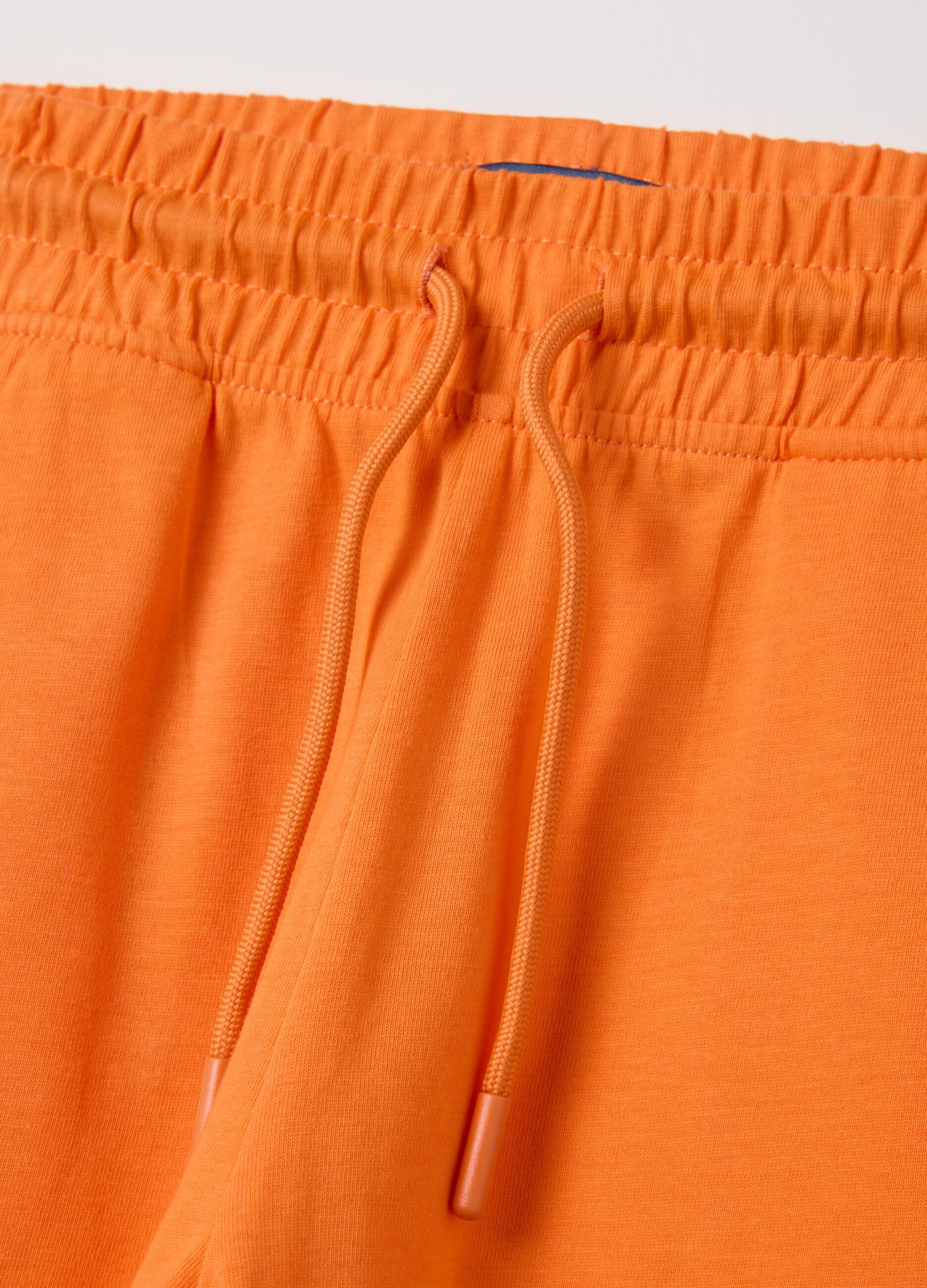 Orange shorts in cotton with elasticated waist