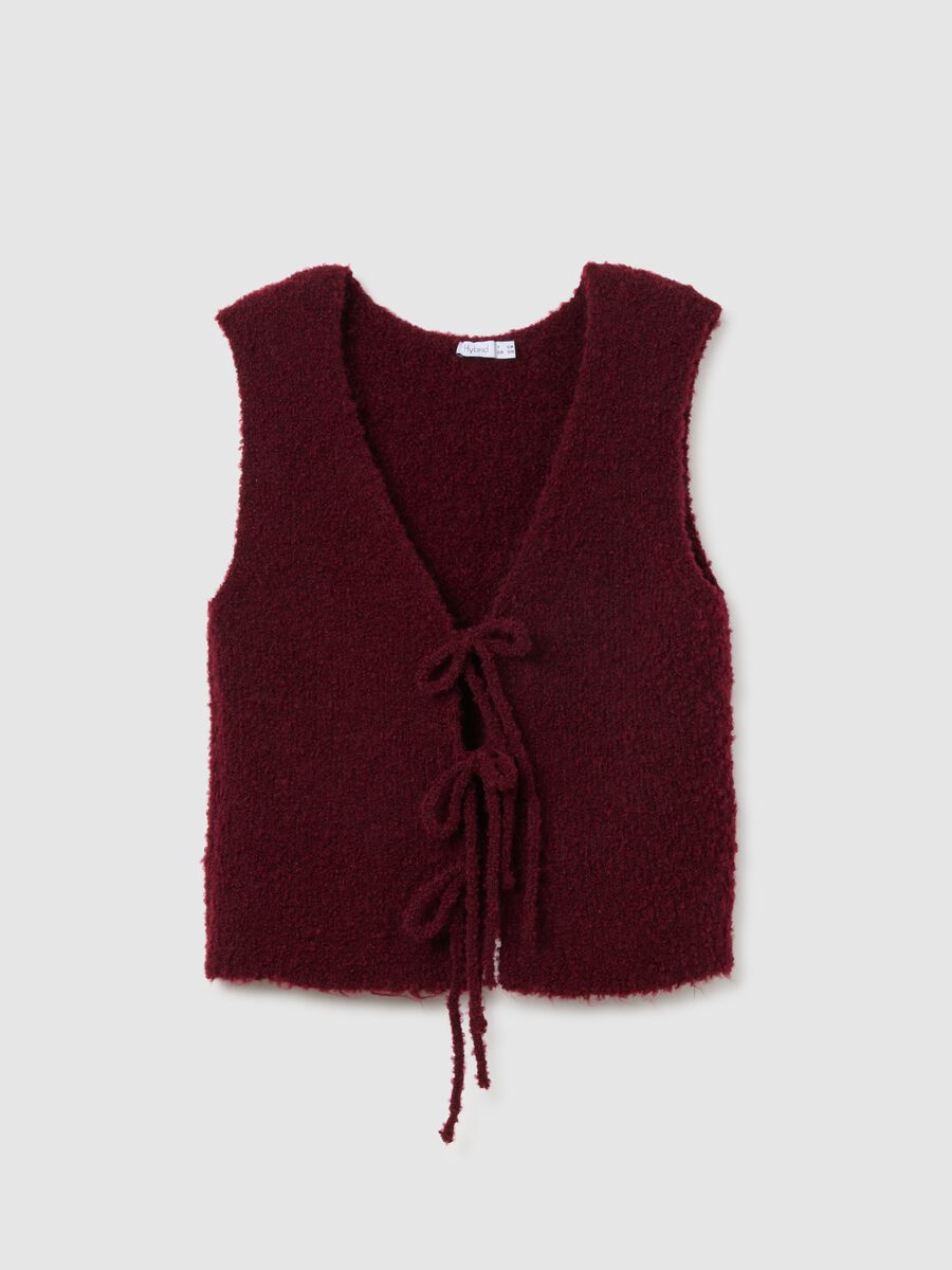 Red regular fit vest with lace closures_4