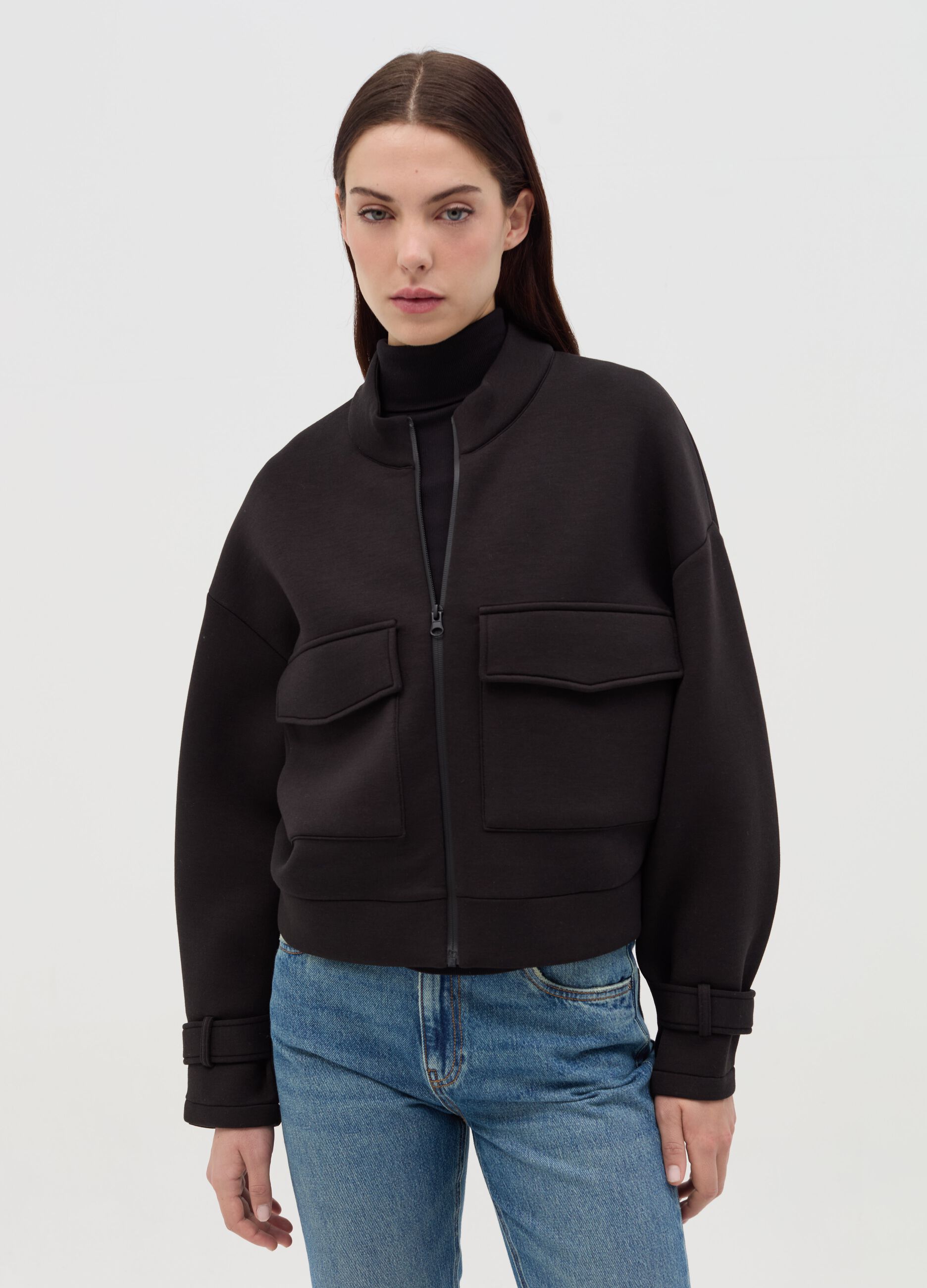 Giacca bomber mock neck