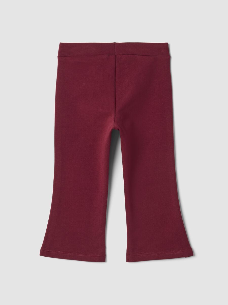 Red flared leggings in stretchy organic cotton_1