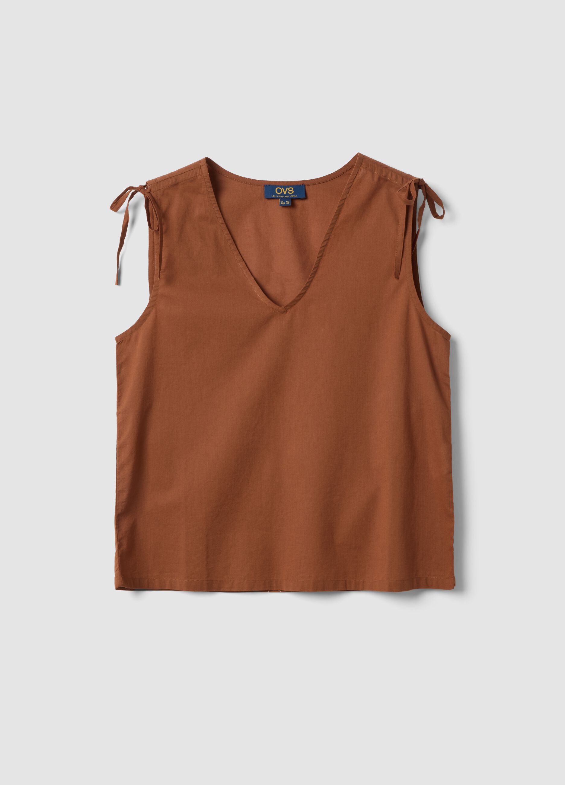 Brown pure cotton blouse with floral print