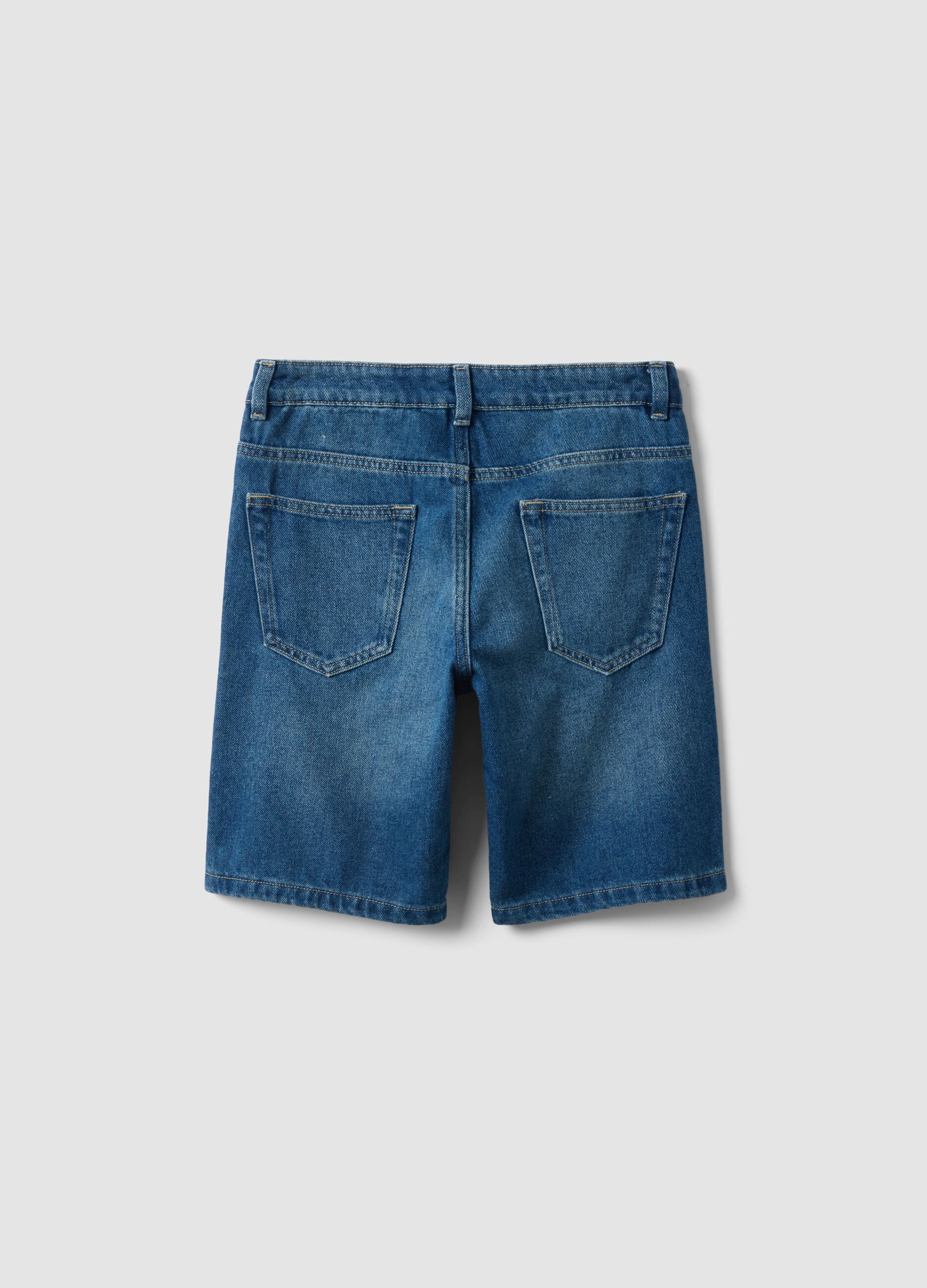 Boys&rsquo; blue denim cotton-blend regular-fit shorts