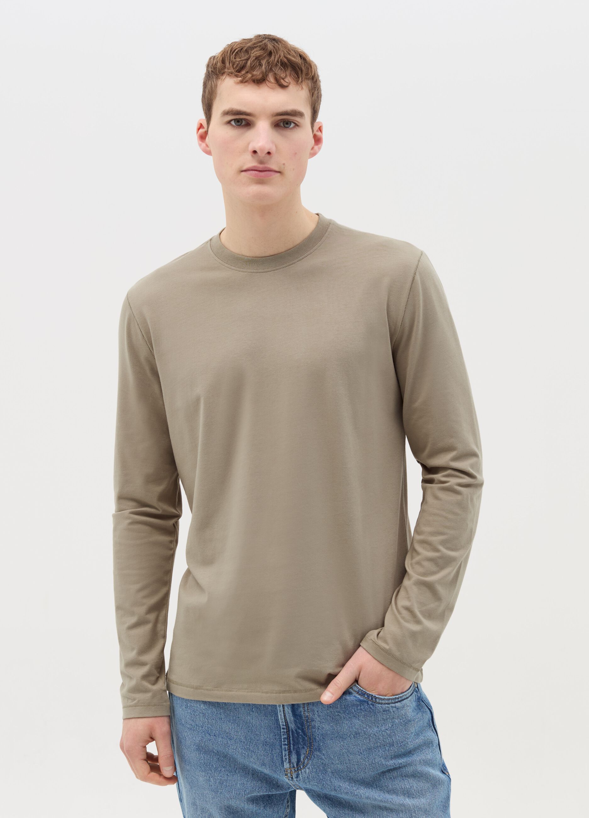 Long-sleeved T-shirt in stretch cotton