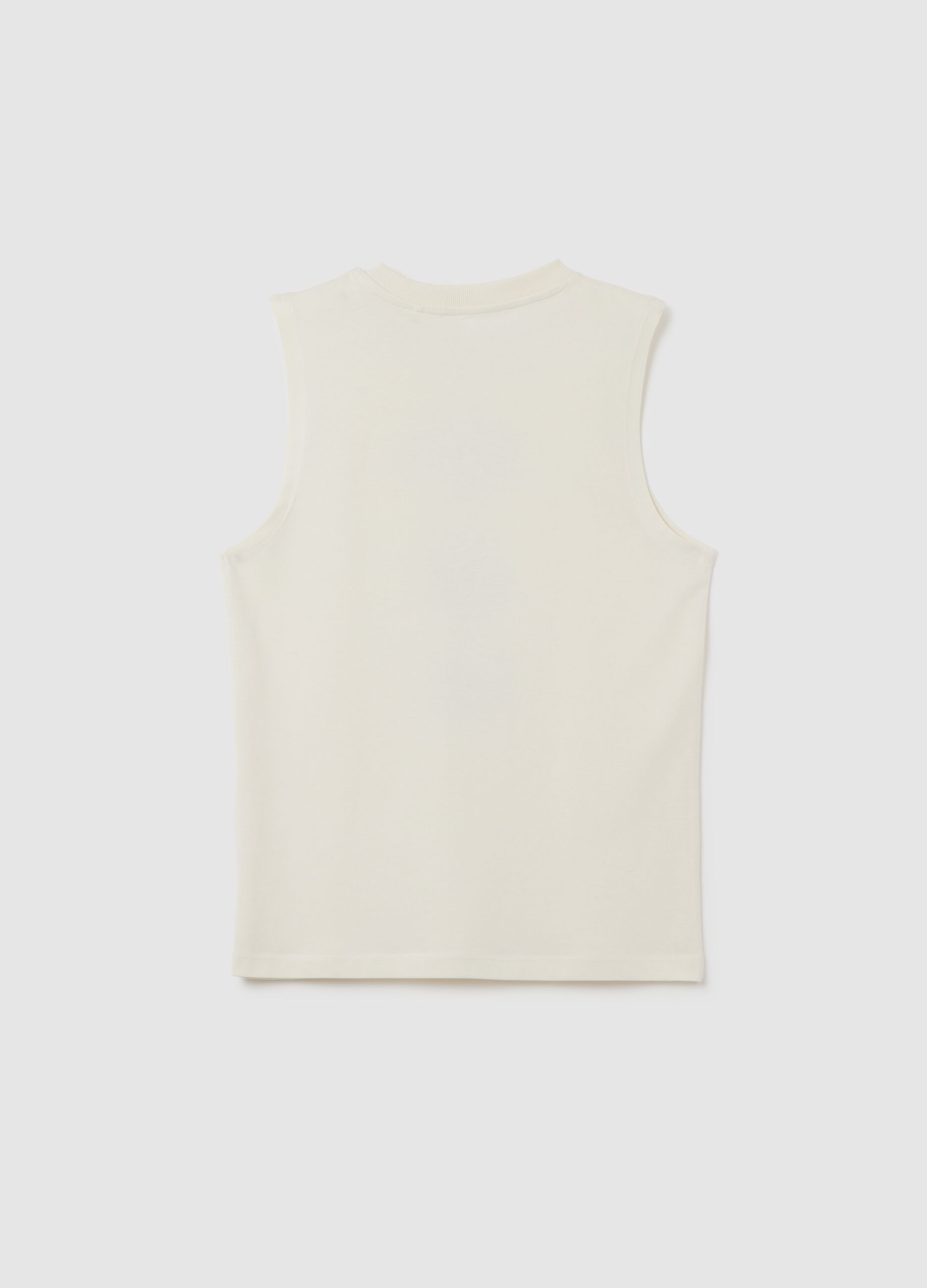 Boys' pure cotton white tank top regular fit