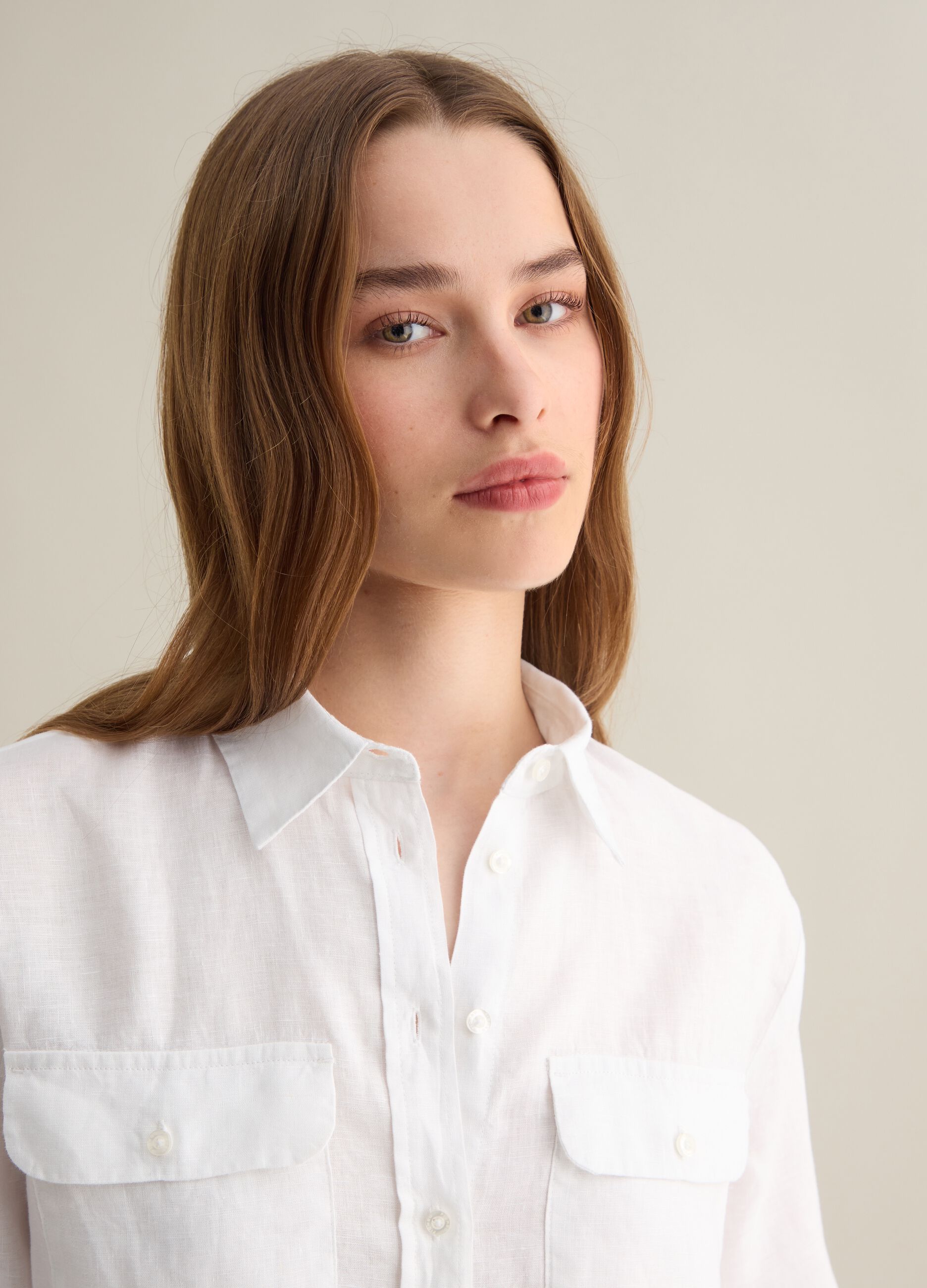 White long sleeve pure linen Piombo shirt