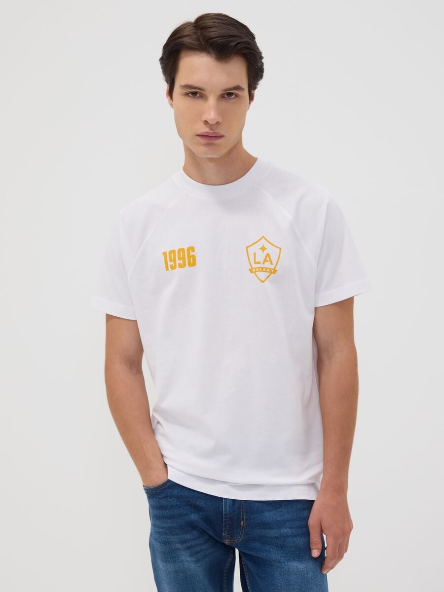 T-shirt bianca in puro cotone con stampa LA Galaxy_0