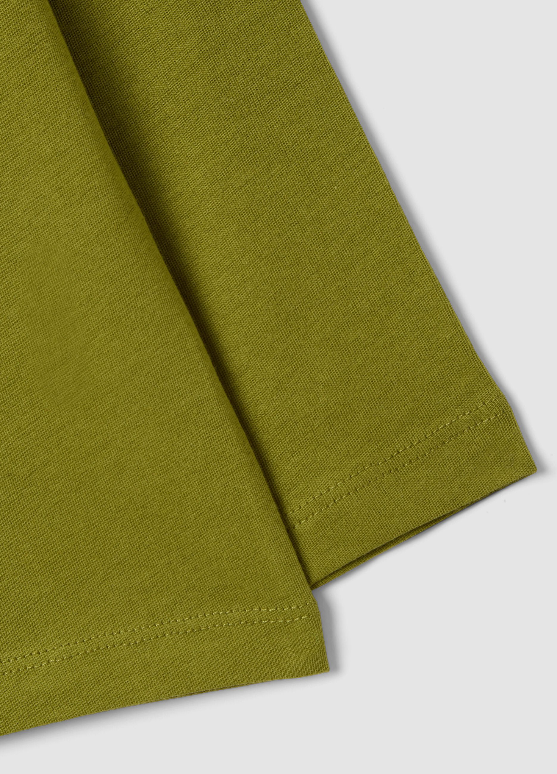 Green oversized T-shirt in pure organic cotton with racing print for boys