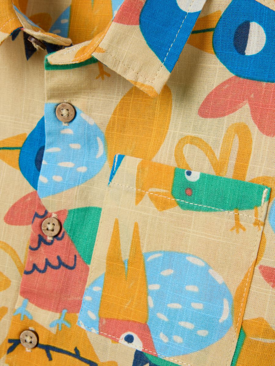 Child's short sleeve pure cotton multicolour over fit shirt with classic collar_3