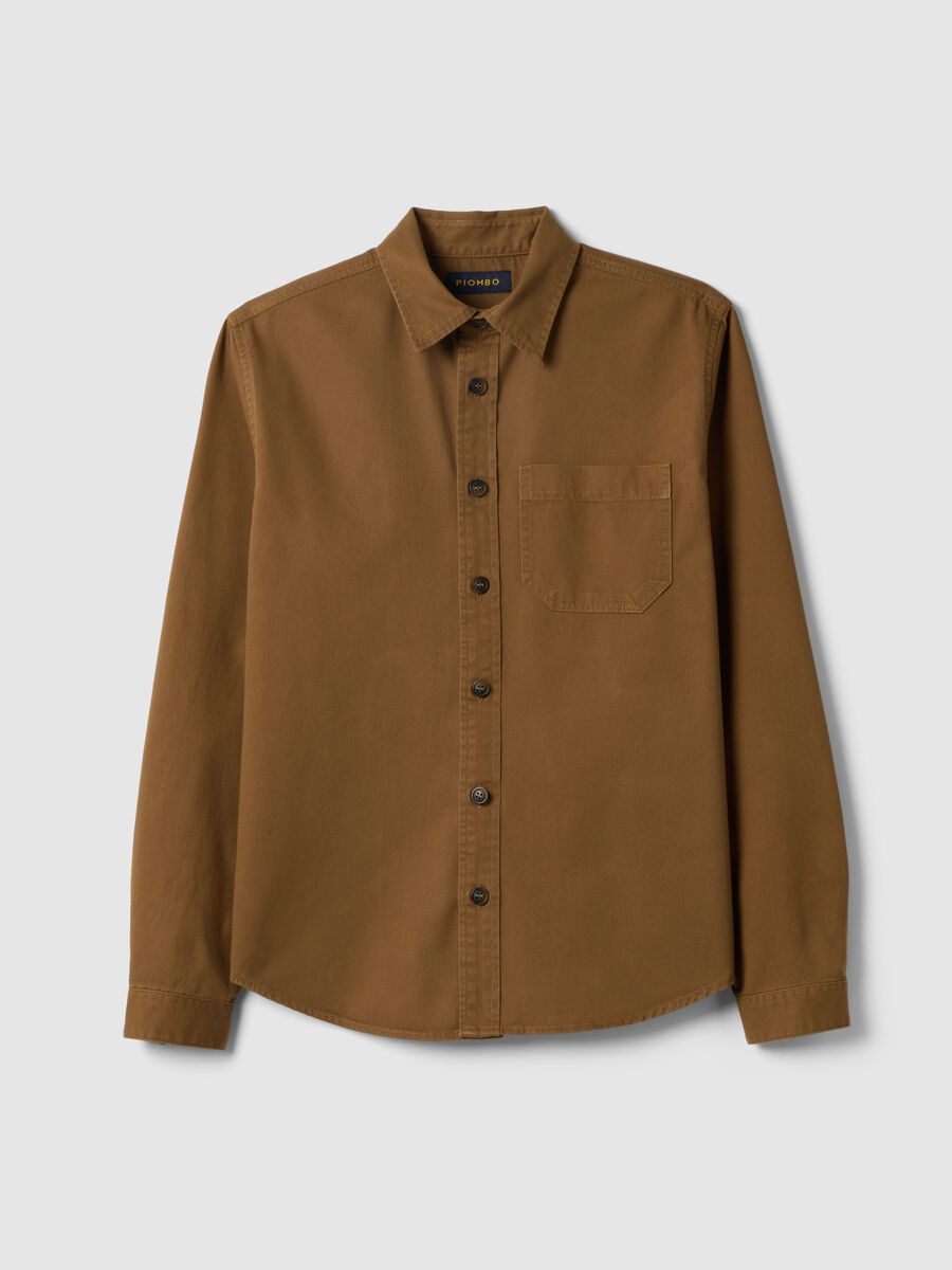Brown pure cotton regular fit shirt_0