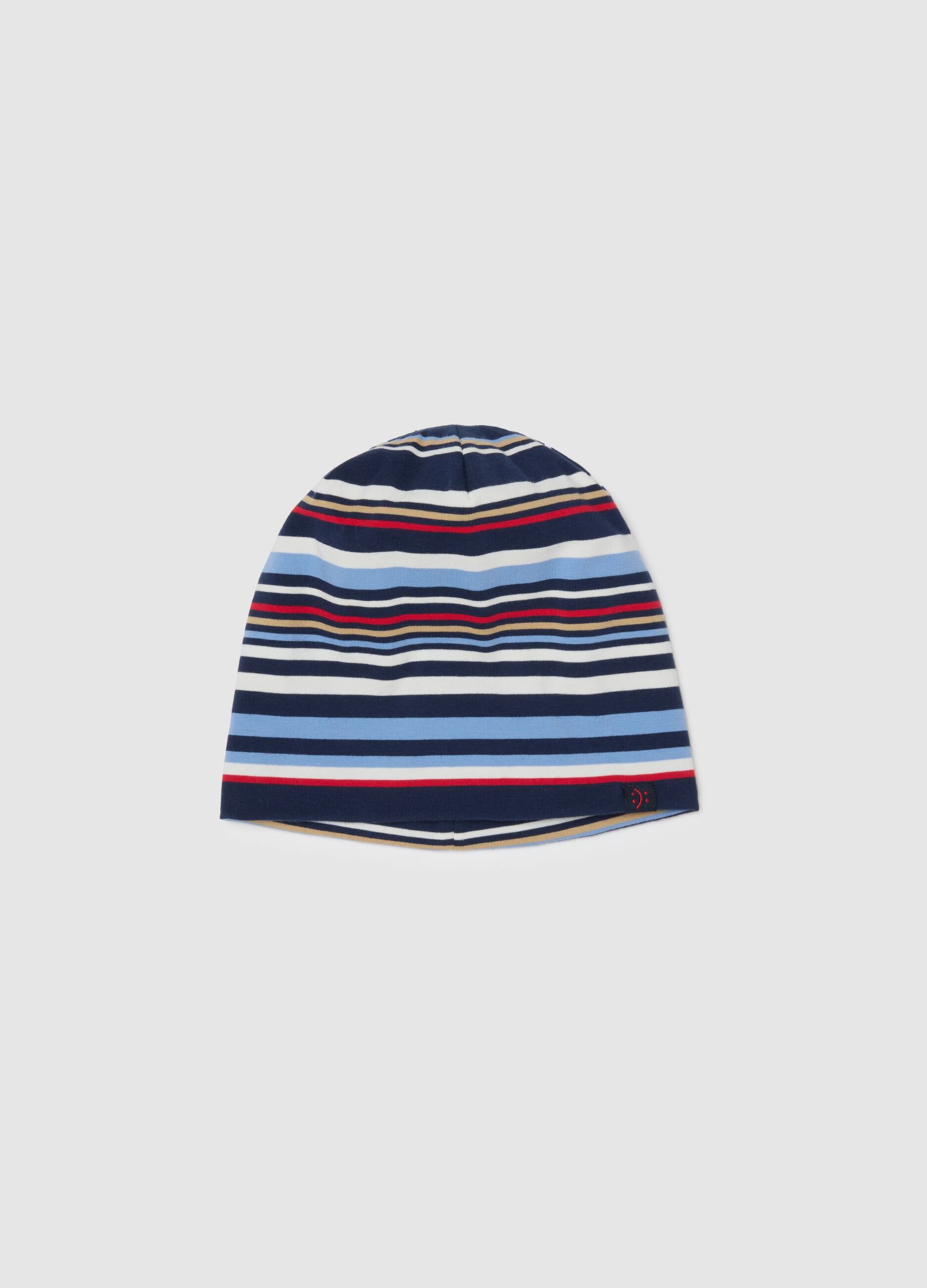 Multicoloured striped stretch cotton hat for boys