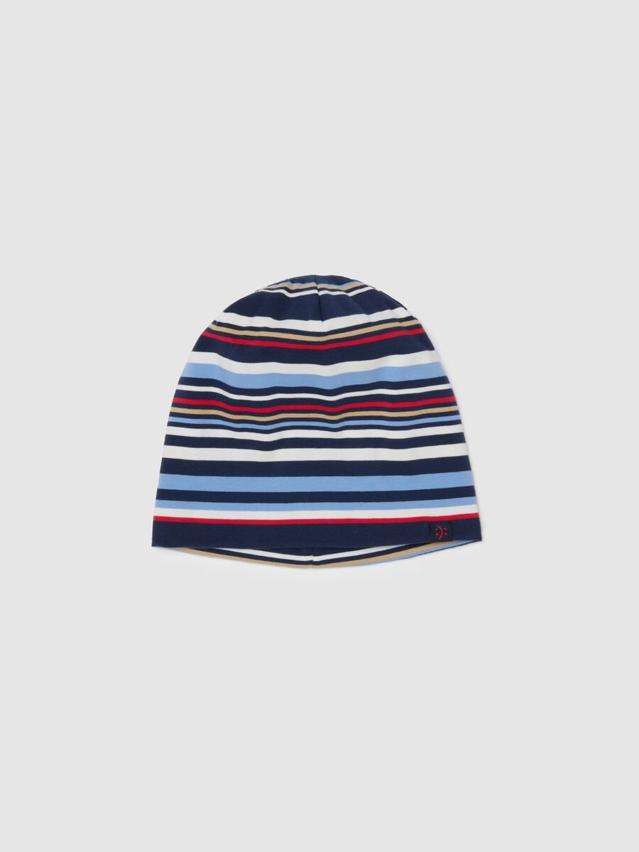 Multicoloured striped stretch cotton hat for boys_0