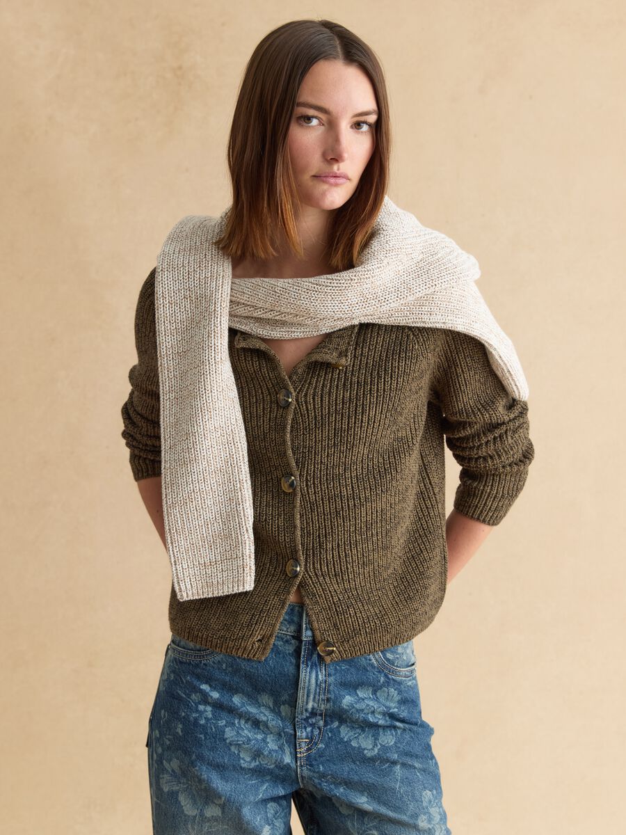 Brown pure cotton cardigan_1