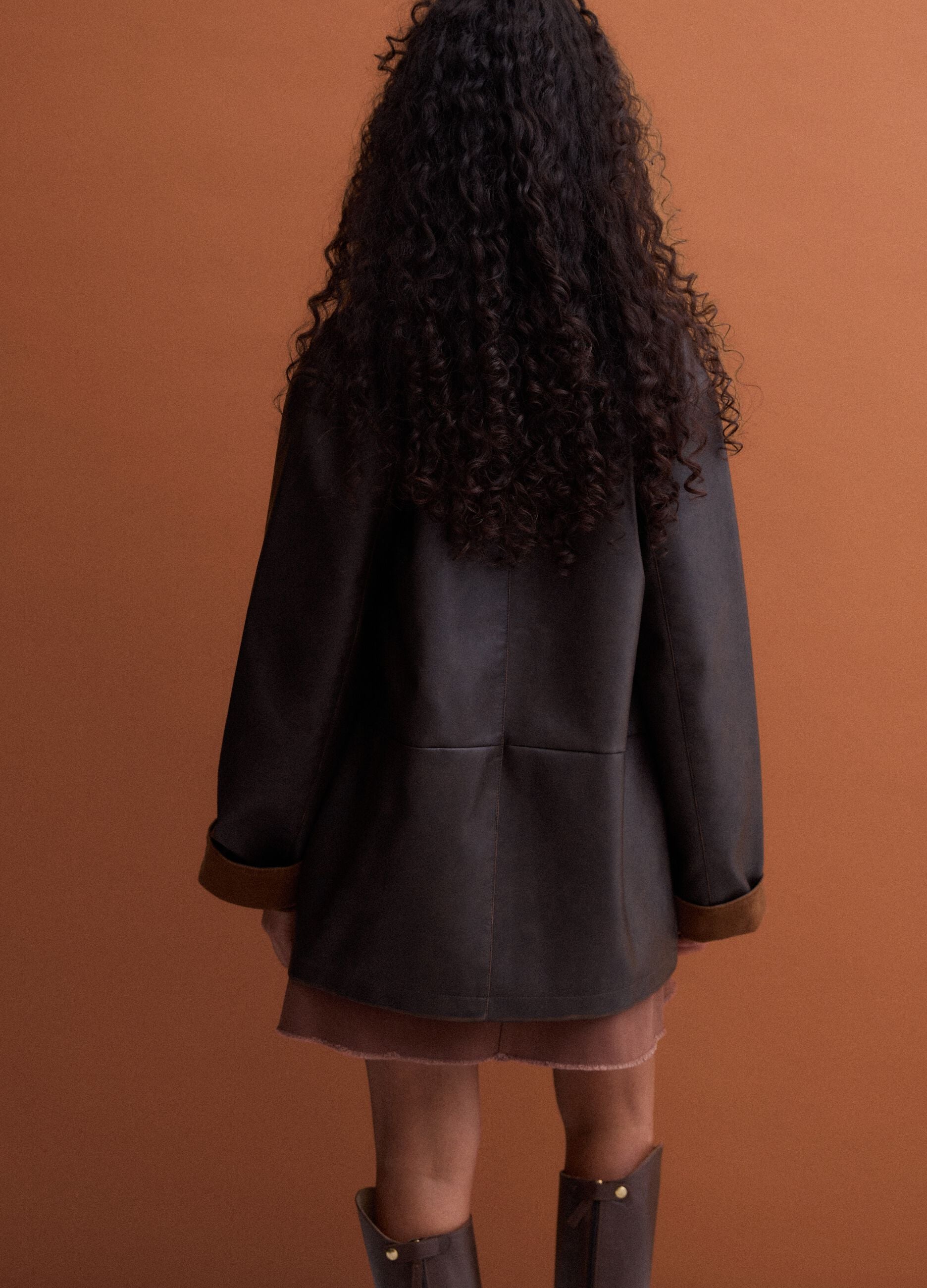 Brown regular-fit viscose-blend jacket