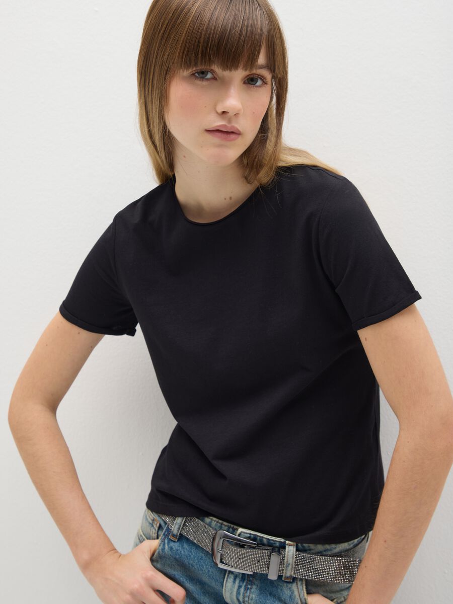 Black pure cotton t-shirt regular fit_3