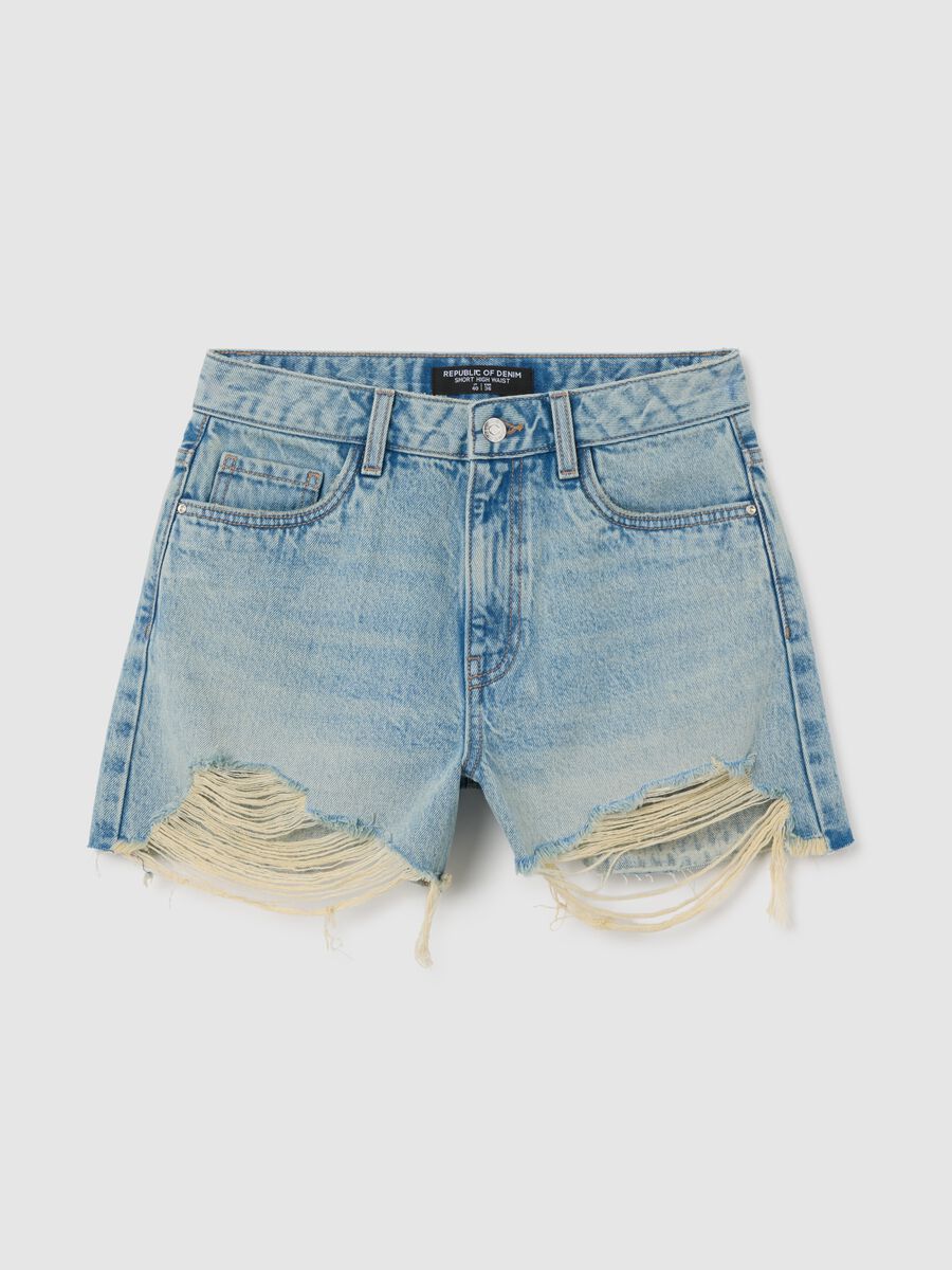 Women's regular fit pure cotton denim shorts_0