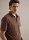 Brown linen and cotton blend regular fit polo_3