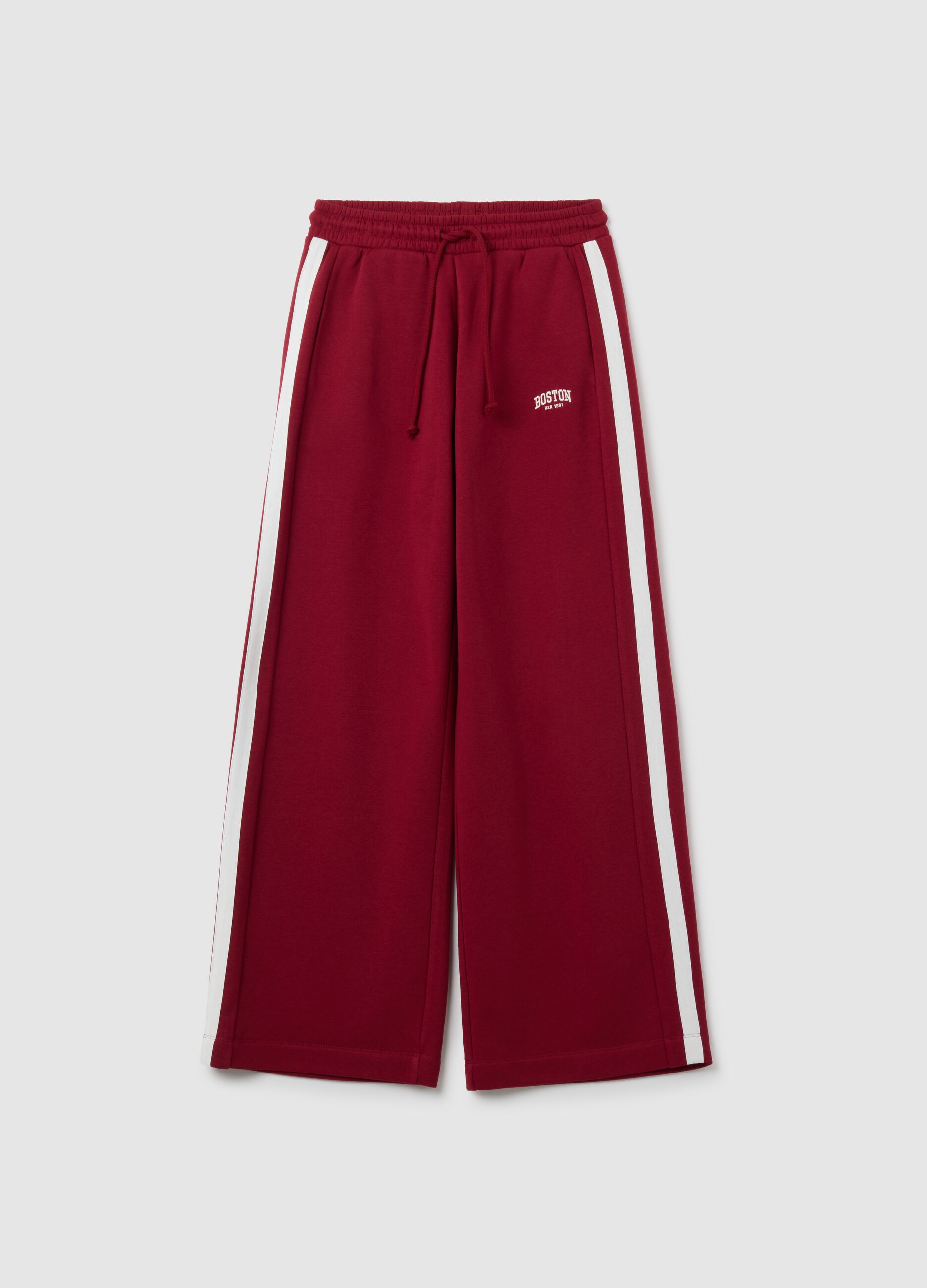 Pantaloni in misto cotone rossi a gamba larga