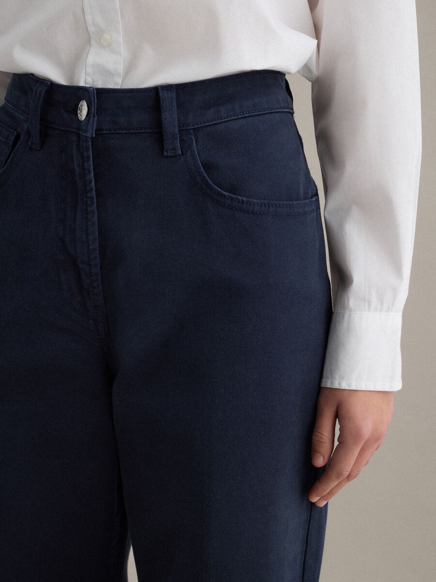 Straight Blue Stretch Cotton Chino Trousers_3