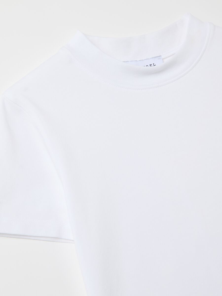 Stretch cotton T-shirt with mock neck_5